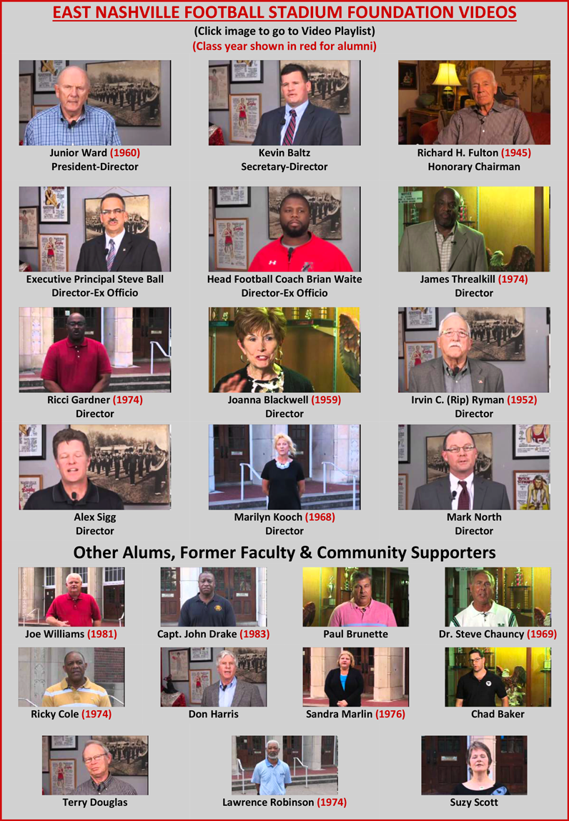 Support videos by board members, alumni and neighbors